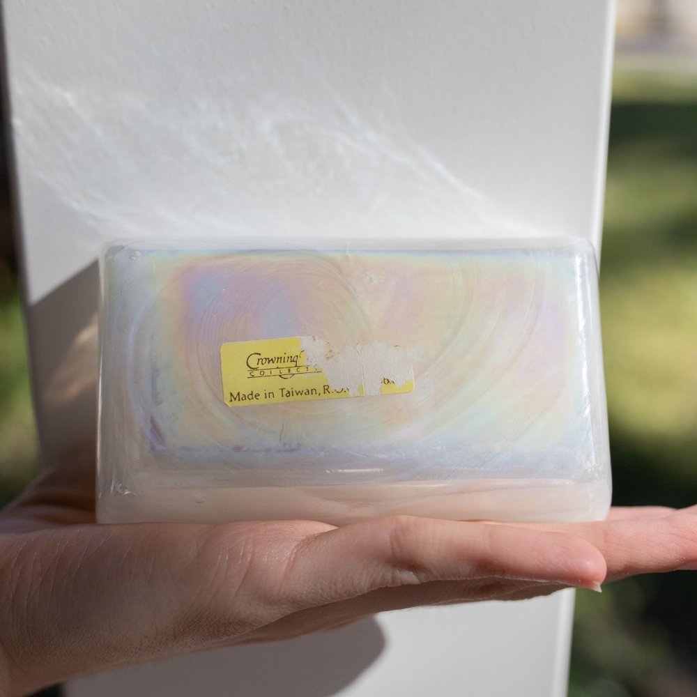 Vintage iridescent glass soap dish